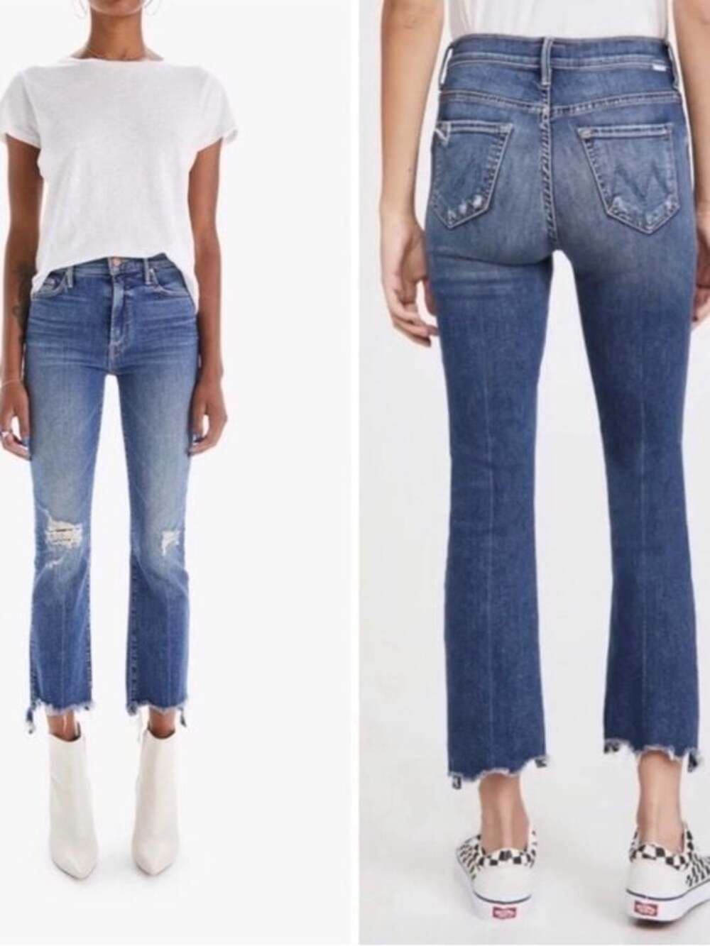 MOTHER The Insider Crop Step Chew Jeans Dancing on Coals Size 24  0007